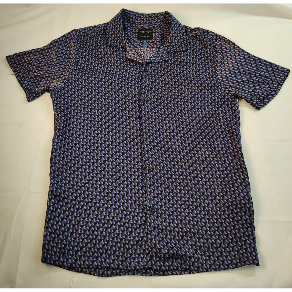 Denim & Flower Ricky Singh Abstract Geo Prnt Festival Clubwear Button Up Shirt M